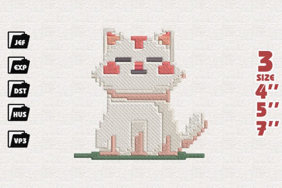 Cute Pixel Cat Embroidery Design Review for Merch