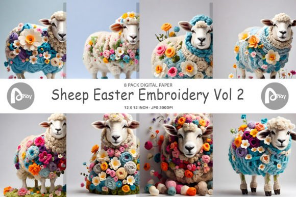 Review: Digital Paper Sheep Easter Embroidery