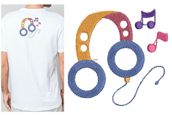 Reviewing Musical Headphone Embroidery Designs for Merch